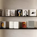 Modern Bookshelf Storage Rack Partition Laminated Board Bookshelf Bookshelf Wall Lamp 3d model
