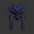 Blue Armored Sci Fi Creature Character With Spiked Protrusions And Multi Legged Structure