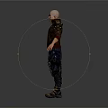 Sci Fi Character With Futuristic Jacket Mechanical Shoulder Armor And Tactical Pants