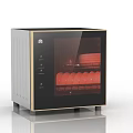 Black Gold Kitchen Dish Sterilizer With Red Dishes Inside Digital Display And Control Panel 3d model
