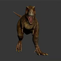 Realistic T Rex 3D Rendering With Detailed Skin Texture Walking Pose On Gray Background 3d model