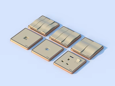 Beige Electrical Switches And Sockets For Daily Home Use With Various Styles 3d model