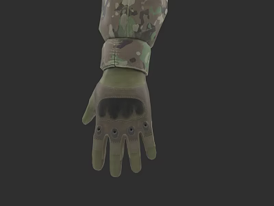 Green Tactical Gloves With Camouflage Sleeve For Military Weapon Operations 3d model