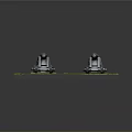 Military Cannons As Weapons Placed On Green Grass With Stone Bases
