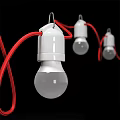 Illuminated Decorative String Lights With Red Wires And Multiple Glowing Bulbs 3d model