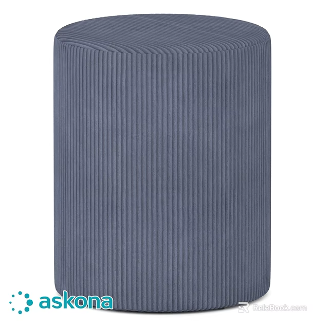 Modern Blue Fabric Sofa Stool With Vertical Stripes Design For Living Room 3d model 