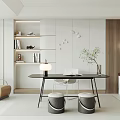 Study Desk and Chair Single Sofa 3d model