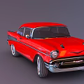 Red Classic Vintage Car With Sleek Body Design And Chrome Accents