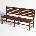 Brown Wooden Public Bench With Slatted Backrest And Seat For Outdoor Use