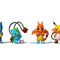 Cute Cartoon Style Dolls With Colorful Outfits Wings Tails And Accessories