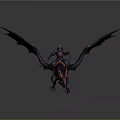 Fantasy Warrior Game Character Riding Purple Red Dragon With Spiked Wings And Spear