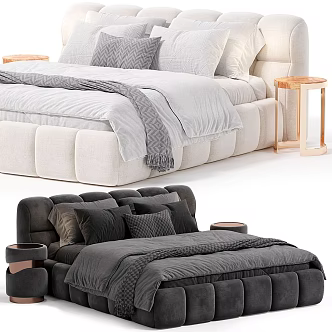 Modern Light Luxury Double Bed Collection 3d model