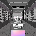 Skin Care and Imported Products Specialty Store with Modern Shelves and Display Tables