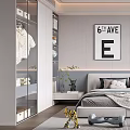 Kids Room Interior With Bed Pillows Toys Soccer Ball Wardrobe And Window View
