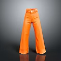 Stylish Orange Wide Leg Pants With High Waist Design And Loose Fit