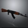 Military Style Assault Rifle Featuring Wooden Stock Handguard And Black Metal Parts