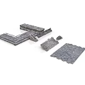 Gray Stone Paving Slabs As Scene Components With Stacked And Laid Sections