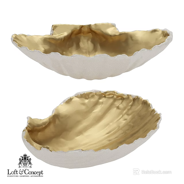 Golden White Shell Shaped Decorative Ornament With Elegant Design For Home Decor 3d model 