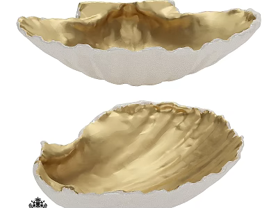Golden White Shell Shaped Decorative Ornament With Elegant Design For Home Decor 3d model