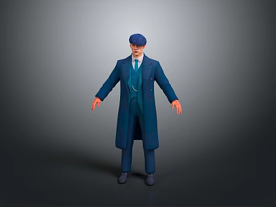 Stylish Blue Coat Suit And Tie Male Toy Figure Collectible Design 3d model
