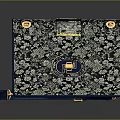 Elegant Blue Gray Handbag with Floral Lace Pattern and Gold Chain Handle