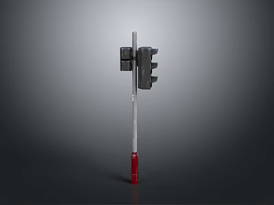 Traffic Light Installation With Silver Vertical Pole And Red Base Part 3d model