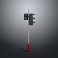 Traffic Light Installation With Silver Vertical Pole And Red Base Part