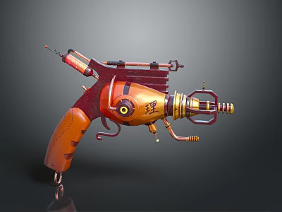 Steampunk Pistol With Vintage Mechanical Design Brass Copper Accents And Intricate Gears 3d model