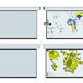 Projection Monitoring Displaying World Map Data Charts Green Circles And Connected Dots