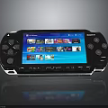 Sony PSP Portable Gaming Console with Screen Displaying Game Icons and Control Buttons