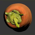 Fresh Whole Orange Carrot With Green Top Isolated On Dark Background