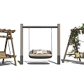 Different Style Outdoor Swings With Wooden Frames Cushioned Seats And Climbing Plants