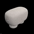 Soft Round Cream Fluffy Textured Fabric Stool With Modern Cylindrical Base Design 3d model