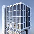 Modern High Rise Hotel Building With Glass Curtain Walls Street Vehicles And Exterior Lighting