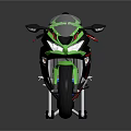 Green Sporty Motorcycle With Sleek Design Black Accents Red White Details And Chrome Exhaust