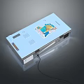 Light Blue Electronic Device With Power Cable Decorative Sticker And Ventilation Grilles 3d model