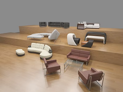 Modern Sofa Set Collection With Various Designs Colors Accent Chairs And Ottoman Pieces 3d model