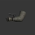 Tactical Gun Held By Camouflage Sleeved Hands With Protective Gloves