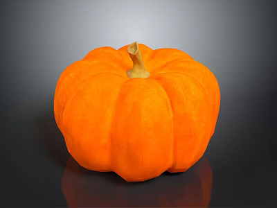 Fresh Orange Pumpkin with Shiny Smooth Surface on Dark Reflective Background 3d model