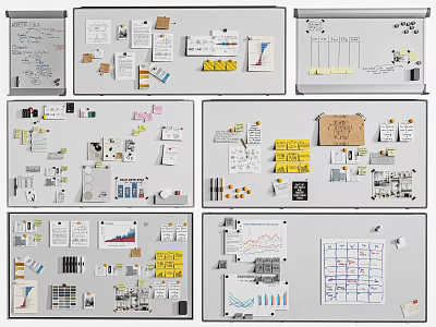 Whiteboard Notes Board Cork Board Writing Board 3d model