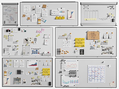 Whiteboard Notes Board Cork Board Writing Board 3d model