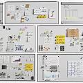 Whiteboard Notes Board Cork Board Writing Board 3d model