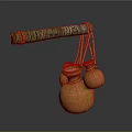 Traditional Hanging Gourd Containers With Textured Pole And Ropes For Daily Life Supplies
