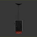 Black Square Base Industrial Equipment With Orange Glowing Element And Conical Top