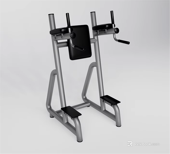Sturdy Fitness Dip Station With Ergonomic Seat And Footrest For Home Gym 3d model 