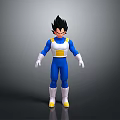 Animated Character Vegeta in Blue Battle Suit with Yellow Belt Yellow Boots and Black Hair