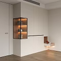 Minimalist White Wardrobe Interior Design With Glass Display Cabinet And Lighting
