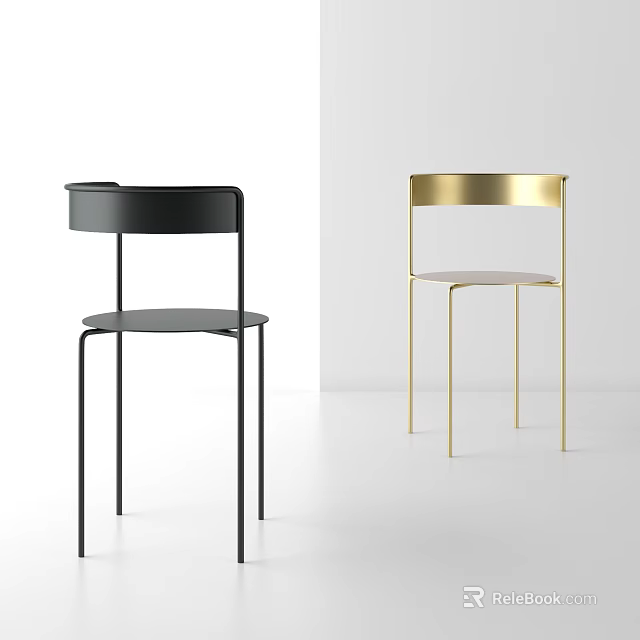 Modern Leisure Chair Design With Black And Gold Metal Frame And Backrest 3d model 