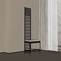 Modern Style Dining Chair With Metal Frame And White Cushion Near Cabinet And Curtains