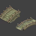 Two Traditional Stone Bridge Models With Ornate Railings And Carved Details